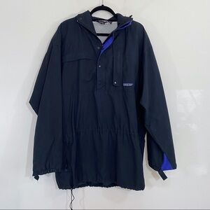 Patagonia Vintage Nylon Anorak Navy Blue Logo Pullover Windbreaker 90s Mens XL